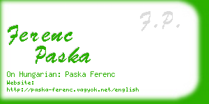 ferenc paska business card